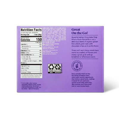 Organic Chocolate Chip Whole Grain Baked Bar - 15.24oz/12ct - Good & Gather