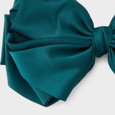 Satin Bow Hair Barrette - A New Day Teal Blue