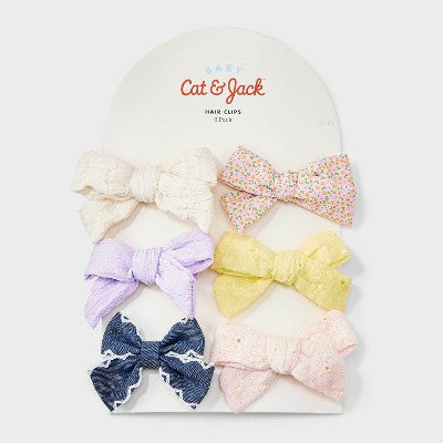 Girls' 6pk 'Crinkled/Ditsy' Bows - Cat & Jack: Hair Styling, Fashion, Recycled Polyester