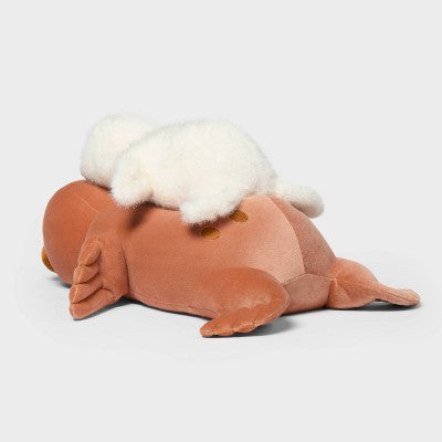 Seal and Baby Weighted Plush Kids' Throw Pillow Brown - Pillowfort