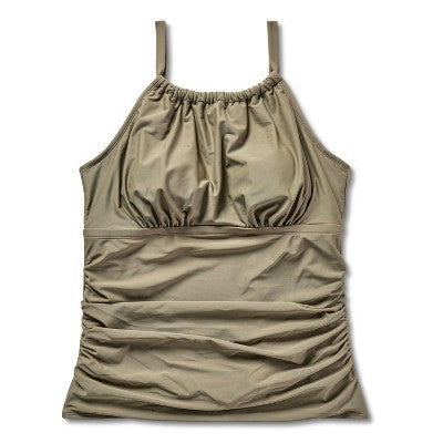 Women's Post Mastectomy High Neck Shirred Tankini Top 3X
