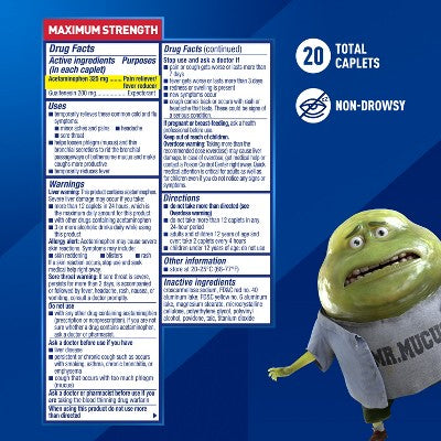 Mucinex Rapid Clear Pain Headache Mucus Congestion Tablets - 20ct
