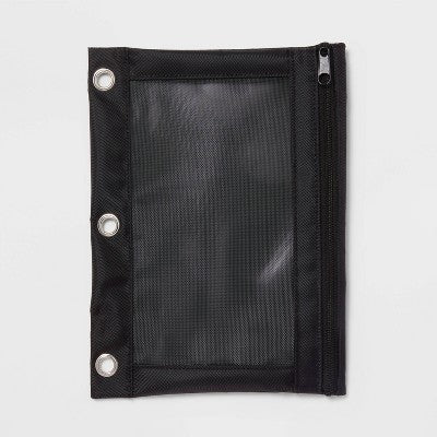 Mesh Binder Pencil Pouch Black - up&up