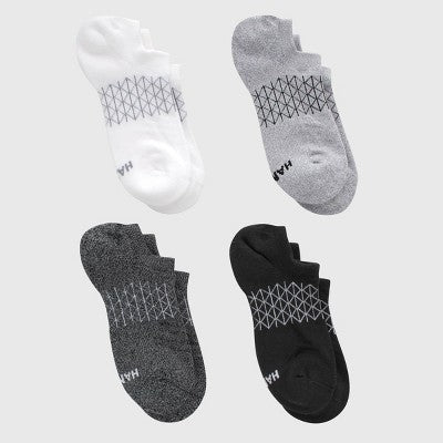 Hanes Women's Absolute Active 4pk Super No Show Socks - White 5-9: Cotton Blend, Arch Support, Cushioned Sole, Seamless Toe