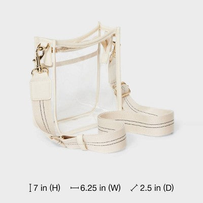 Everyday Crossbody Bag For Stadium - Universal Thread Stucco Clear: TPU Shell, Detachable Strap, 57.25" Max Length