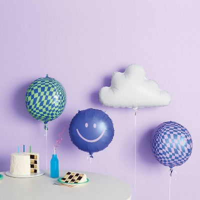 Retro Smiley, Checkered, and Cloud Balloon 4pk - Spritz
