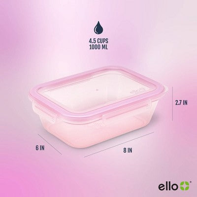 Ello 10pc Snap and Nest Meal Prep Food Storage Containers Pink