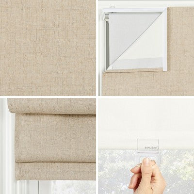 35"x64" Sun Zero 100% Blackout Somerton Textured Cordless Roman Window Shade Taupe: Indoor Blinds & Shades (LOCAL PICKUP ONLY)