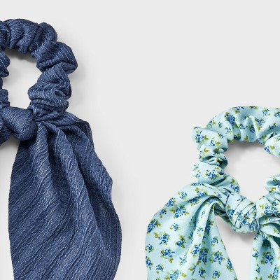 Girls' 2pk Ditsy Floral Print Twister Scarves - art class Blue