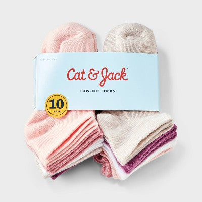 Toddler 10pk Solid Socks - Cat & Jack Pink 4T-5T