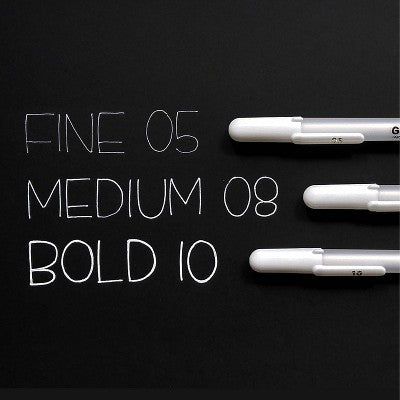 3pk Gelly Roll Classic Pens 3 Tip Sizes - White