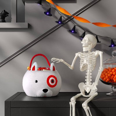 12" Bullseye Dog Halloween Trick or Treat Basket Red/White - Hyde and EEK! Boutique