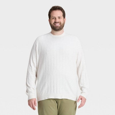 Men's Big & Tall Soft Knit Drop Stitch Sweater - Cream 4XLT