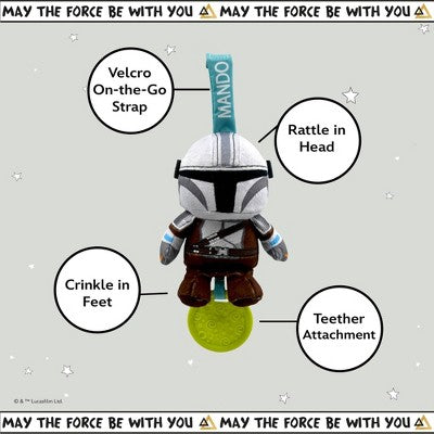 Star Wars The Mandalorian On-The-Go Toy: Sensory Development, Fine Motor Skills, Teether, Rattles, Hanging Loop