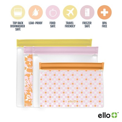 Ello 4pk Standing Reusable Food Storage Bags
