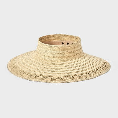 Packable Straw Essential Visor Hat - Shade & Shore Off-White: UPF 50+, Midweight, Woven Sun Protection