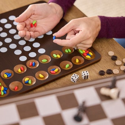 Game Gallery 12 Classic Games in Wooden Storage House, Styles May Vary