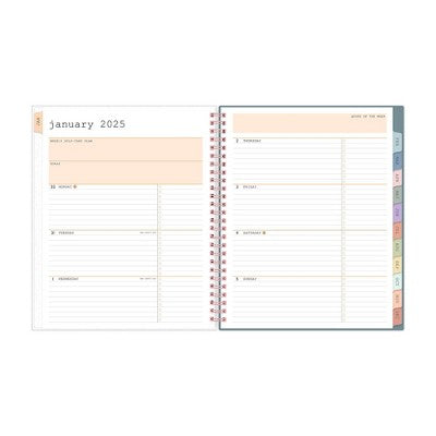 WAAV Planner 2025 Weekly/Monthly Planner 9.25"x7.87" Wirebound Frosted Transition: Adult Calendar, Tabs, Multicolored