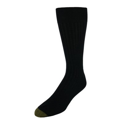 Gold Toe Men's Moisture Control Canterbury Crew Dress Socks (3 Pair Pack), Black