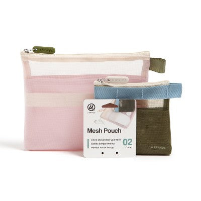 U Brands 2pk 7"x5.8" and 4.2"x4.2" Micro Mesh Stash Pouch Dusty Rose/Olive