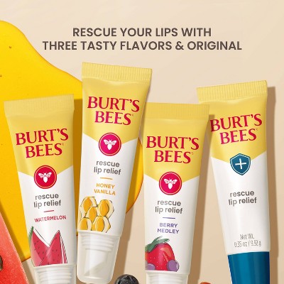 Burt's Bees Rescue Lip Relief Dry Lip Treatment Balm - Watermelon - 0.35oz: Paraben-Free, Sulfate-Free