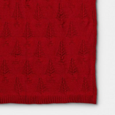 Tree Knit Throw Blanket Red - Threshold