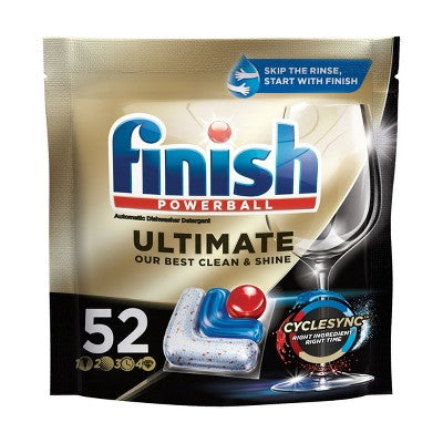 Finish Ultimate Dishwasher Detergent Tabs with CycleSync Technology - 52ct