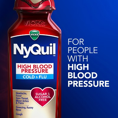 Vicks NyQuil High Blood Pressure Cold & Flu Liquid - Acetaminophen - 8 fl oz