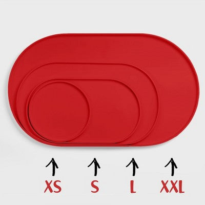 DogBuddy Oval Dog Food Mat, Large, Red 24x14
