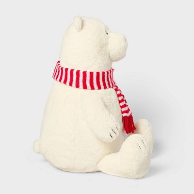 12" Polar Bear with Scarf Stuffed Animal - Gigglescape: Polyester, Zoo Animal, 1 Year+, 0.25 lbs