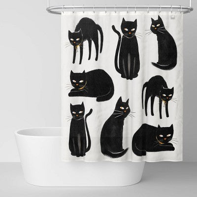 Halloween Glow in the Dark Black Cats Fabric Shower Curtain - Hyde and EEK! Boutique