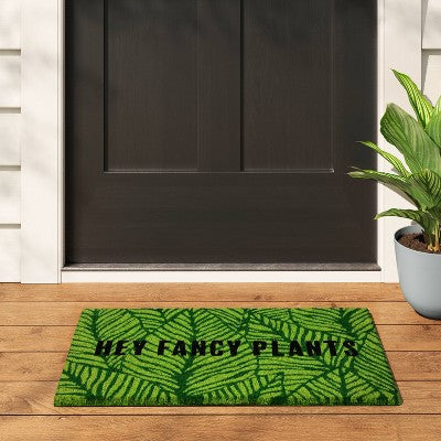 Hey Fancy Plants Rectangle Outdoor Doormat Green - Room Essentials (LOCAL PICKUP ONLY)