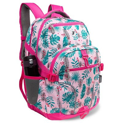 J World Atom Multi-Compartment Laptop 18.5" Backpack - Palm Leaves