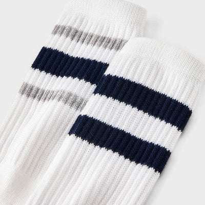 Girls' 2pk striped crew socks - art classNavy Blue/Gray L