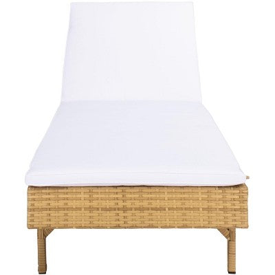 Cam Sunlounger W/ Cushion - Outdoor - PAT7501 - Natural/White - Safavieh (LOCAL PICKUP ONLY)