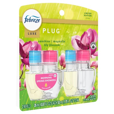 Febreze Luxe Plug Air Freshener Dual Refills - Morning Spring Showers - 1.75 fl oz/2ct