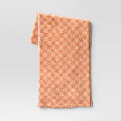 Checkerboard Printed Plush Throw Blanket Terracotta - Room Essentials