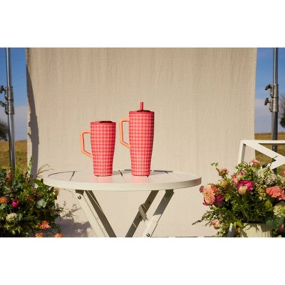 BruMate 30 fl oz Stainless Steel Era Flip Water Bottle - Peach Gingham