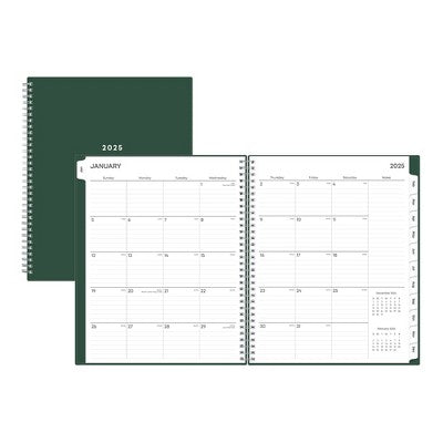 BlueSky 2025 Weekly/Monthly Planner 11.18"x9.37" Wirebound Deep Forest Green Arrows: Adult Stationery, Tabs, Paper