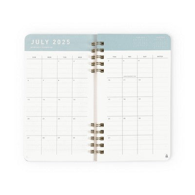 Altitude Supplies 3.625"x6.25" Monthly Planner, July 2025 to June 2026, Seafoam Blue