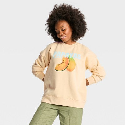 Women's Oversized Pullover Sweatshirt Wild Fable Yellow Fruit S