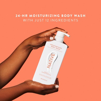 Native Moisturizing Body Wash Shea Butter for Women & Men - 24hr Hydration - Peach & Orange Blossom - Sulfate Free - Paraben Free - 18 fl oz