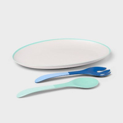 18" Oval Serve Platter with Utensils - Sun Squad