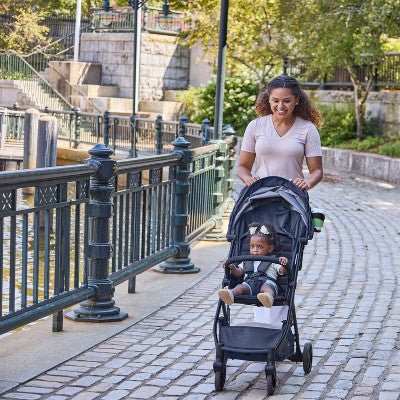 Ingenuity 3Dquickclose CS+ Compact Fold Stroller - Black: Metal Frame, 5-Point Harness, EVA Tires, Single Configuration (LOCAL PICKUP ONLY)