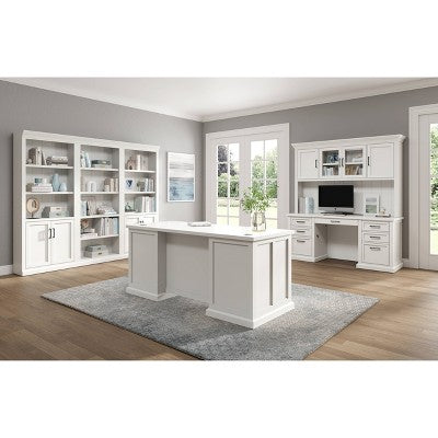 Modern Wood Credenza Desk: Executive Style, Bead Board Panels, USB Ports - Martin Furniture (LOCAL PICKUP ONLY)