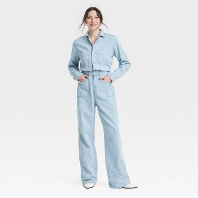 Women's Denim Baggy Jumpsuit - Universal Thread Light Wash 6
