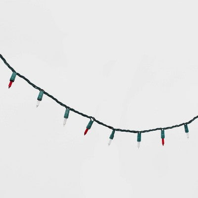 100ct Incandescent Smooth Mini Christmas String Lights Red/White/Clear with Green Wire - Wondershop