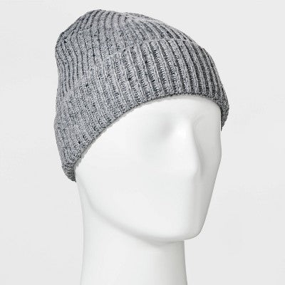 Men's Ribbed Plaited Beanie - Goodfellow & Co Light Gray