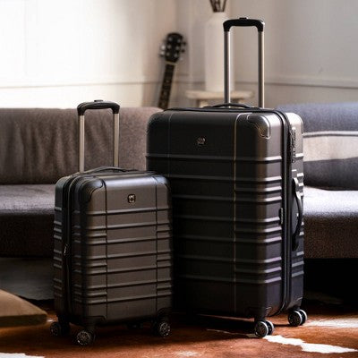 SWISSGEAR Cascade II Hardside Large Checked Spinner Suitcase - Black: (LOCAL PICKUP ONLY)