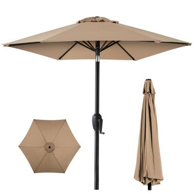 Best Choice Products 7.5ft Heavy-Duty Outdoor Market Patio Umbrella w/ Push Button Tilt, Easy Crank, Tan (LOCAL PICKUP ONLY)